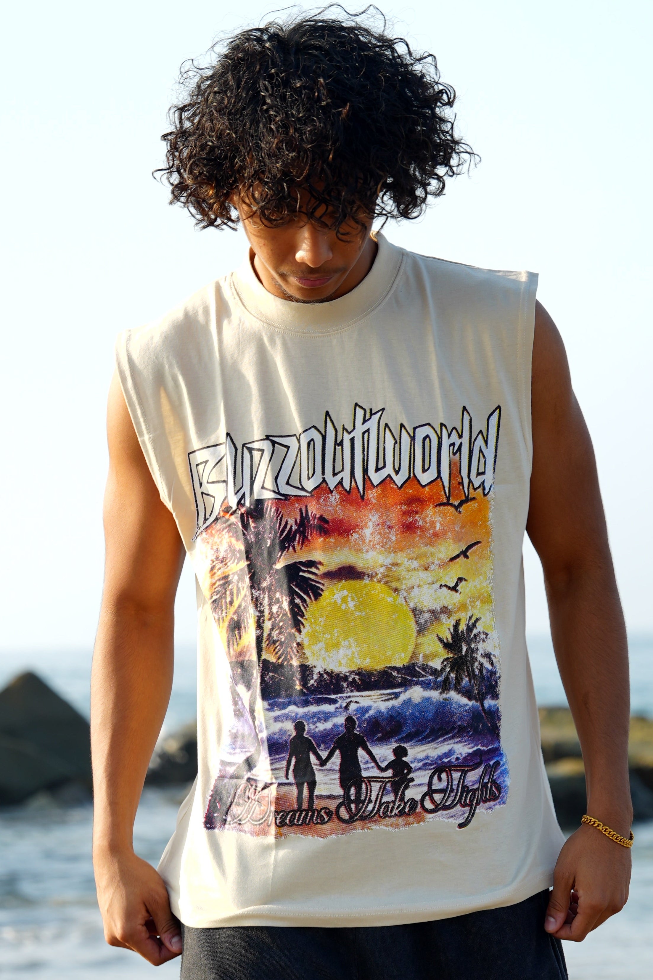 DRAMES TAKE FLIGHT TANK TOP   (VINTAGE WASHED SAND )